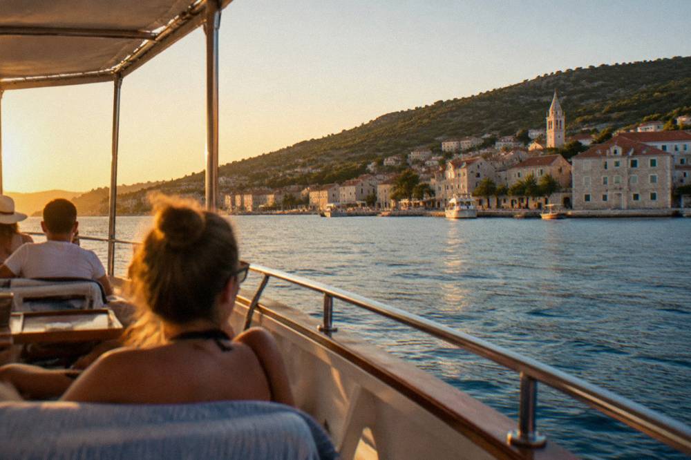Passengers relaxing on the deck of a boat between island stops