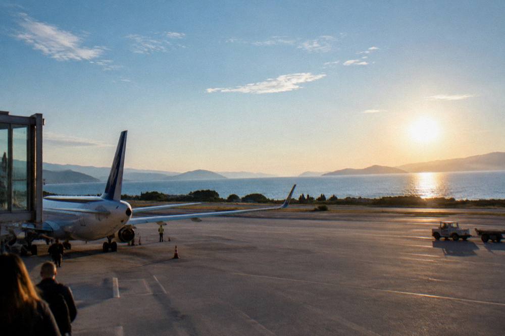 Sunrise over the Adriatic with the Dalmatian coastline and distant islands on the horizon